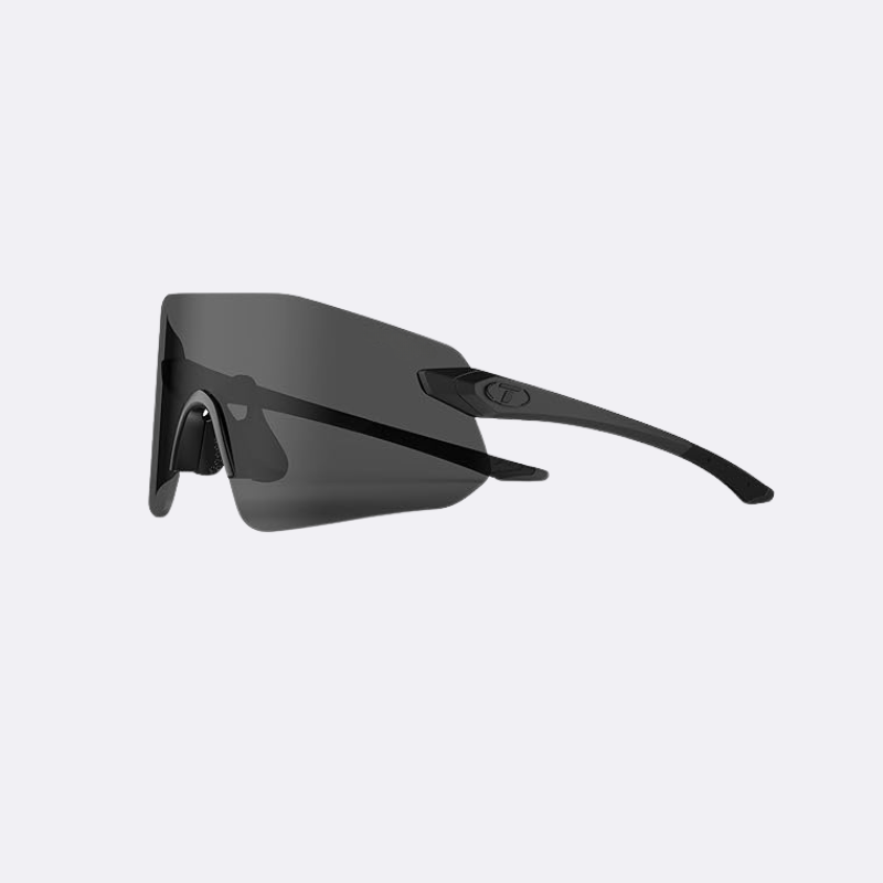 Black sunglasses on a light gray background