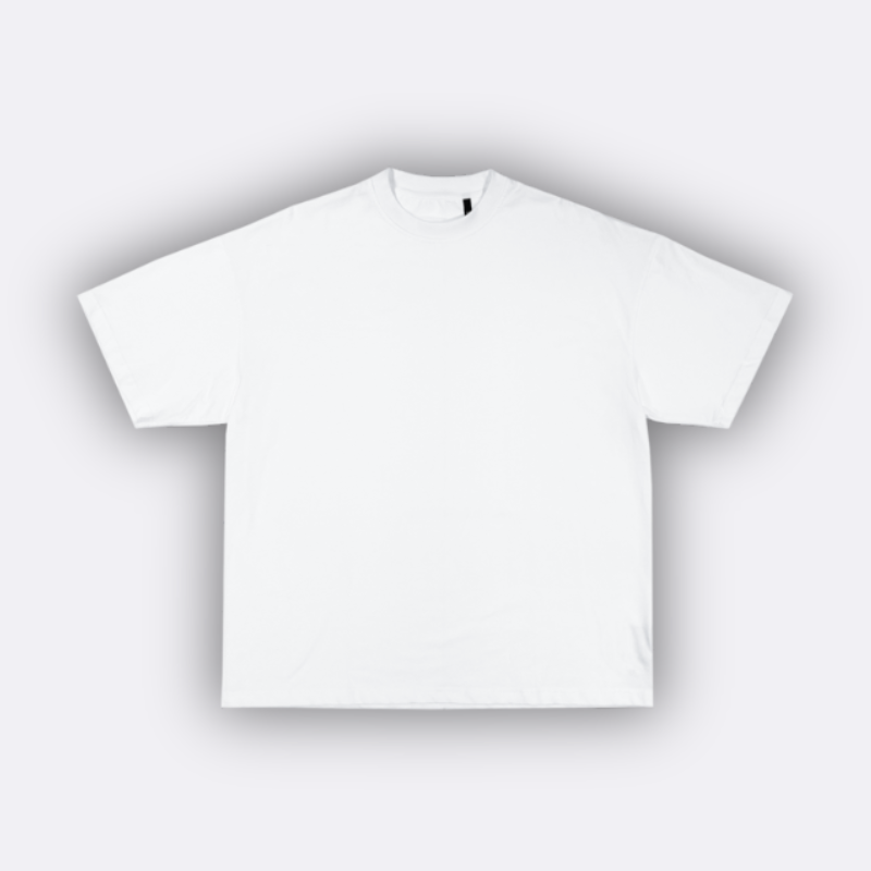 White t-shirt on a light gray background